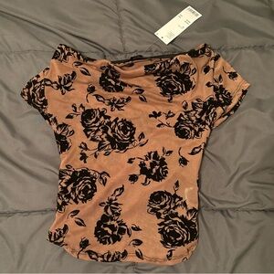 Urban Outfitters Mesh Rose Off the Shoulder Top